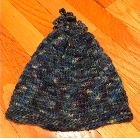 Handmade knit hat with curly Pom Pom